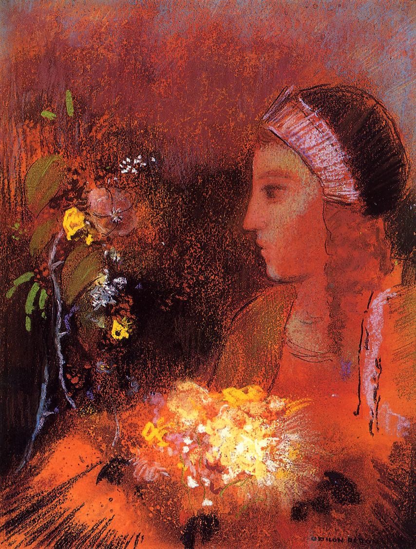 Woman with Flowers by Odilon Redon