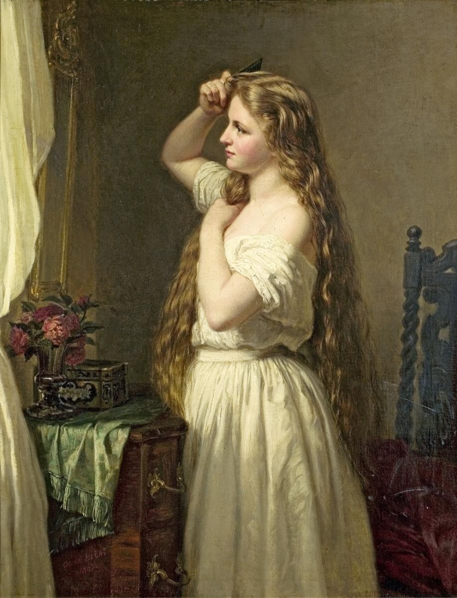 YOUNG WOMAN COMBING HER HAIR by Oskar Begas