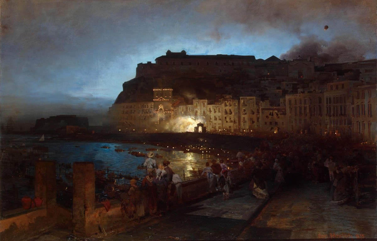 Feuerwerk vor Neapel by Oswald Achenbach