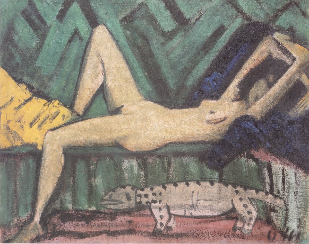 Akt Auf Sofa Liegend by Otto Mueller