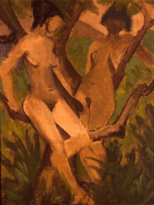 Badende in Landschaft by Otto Mueller