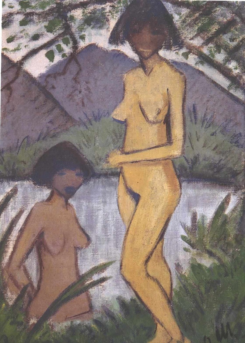 Bathing Girls Under Trees by Otto Mueller