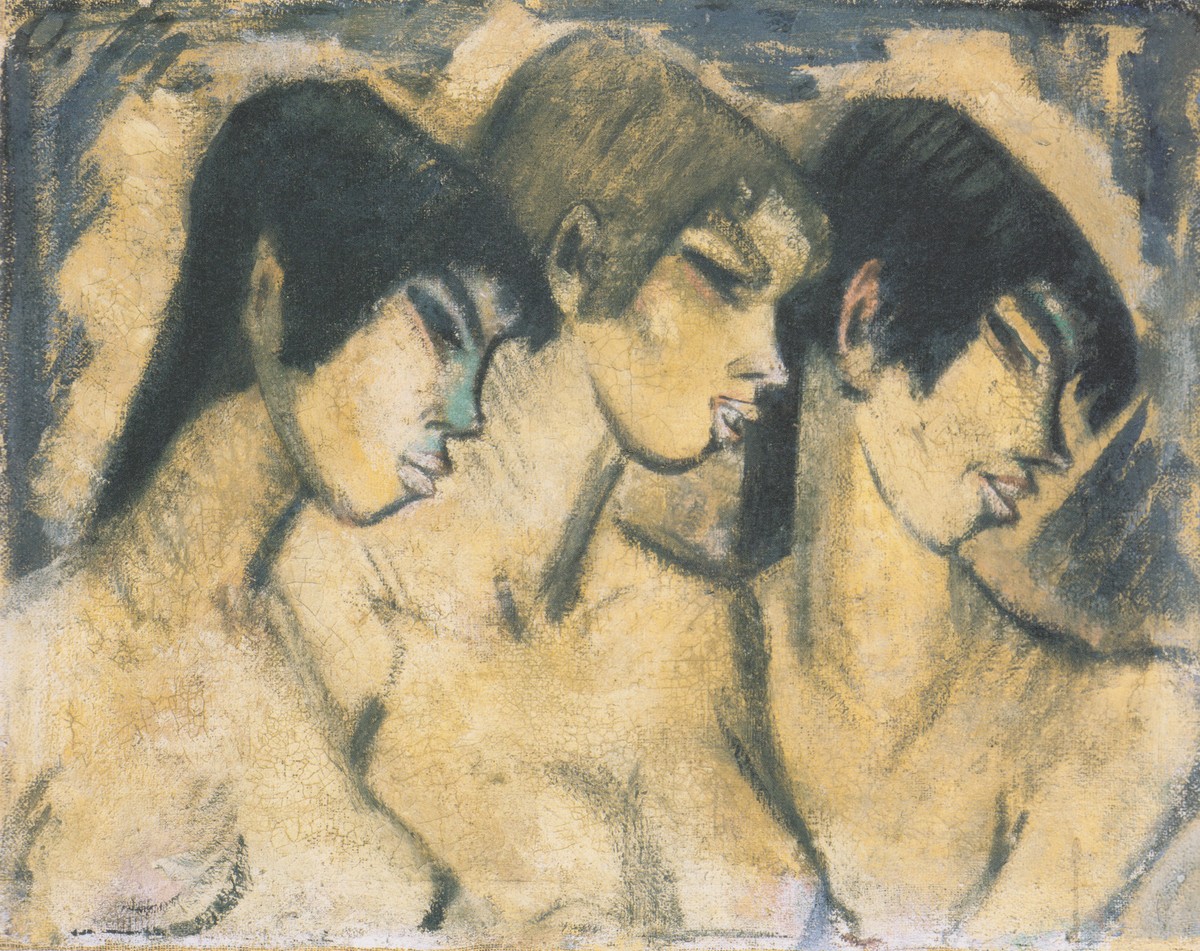 Drei Mädchen Im Profil by Otto Mueller