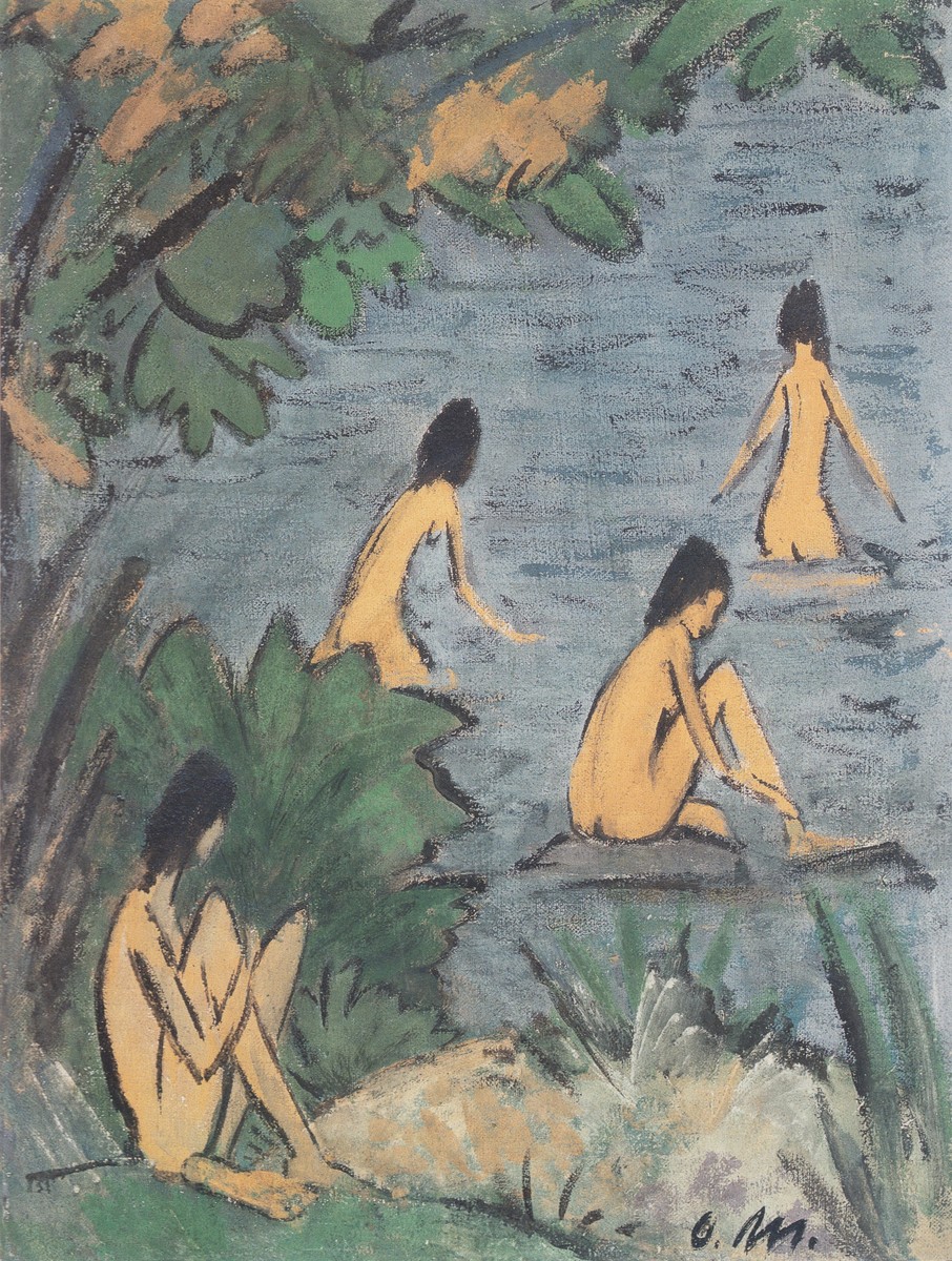 Landschaft Mit Badenden by Otto Mueller