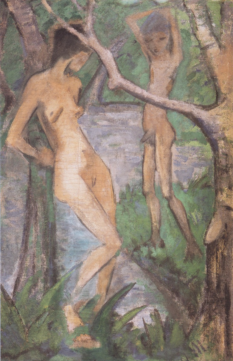 Mädchen Und Knabe Am Waldteich by Otto Mueller