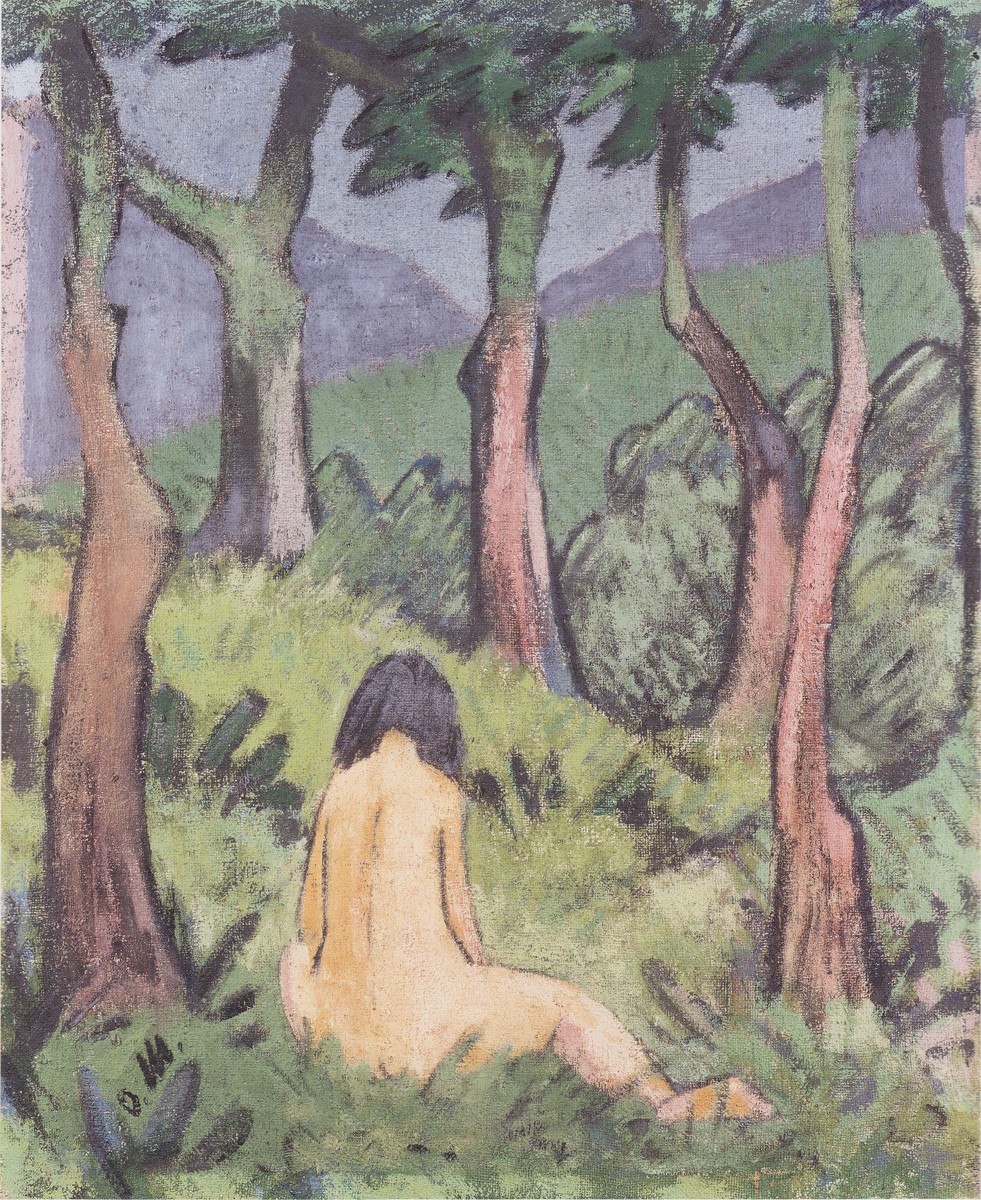 Sitzender Akt Unter Bäumen by Otto Mueller