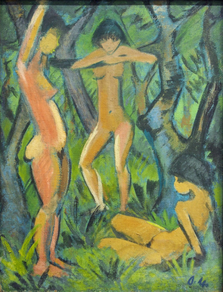 Three Nudes in the Forest by Otto Mueller