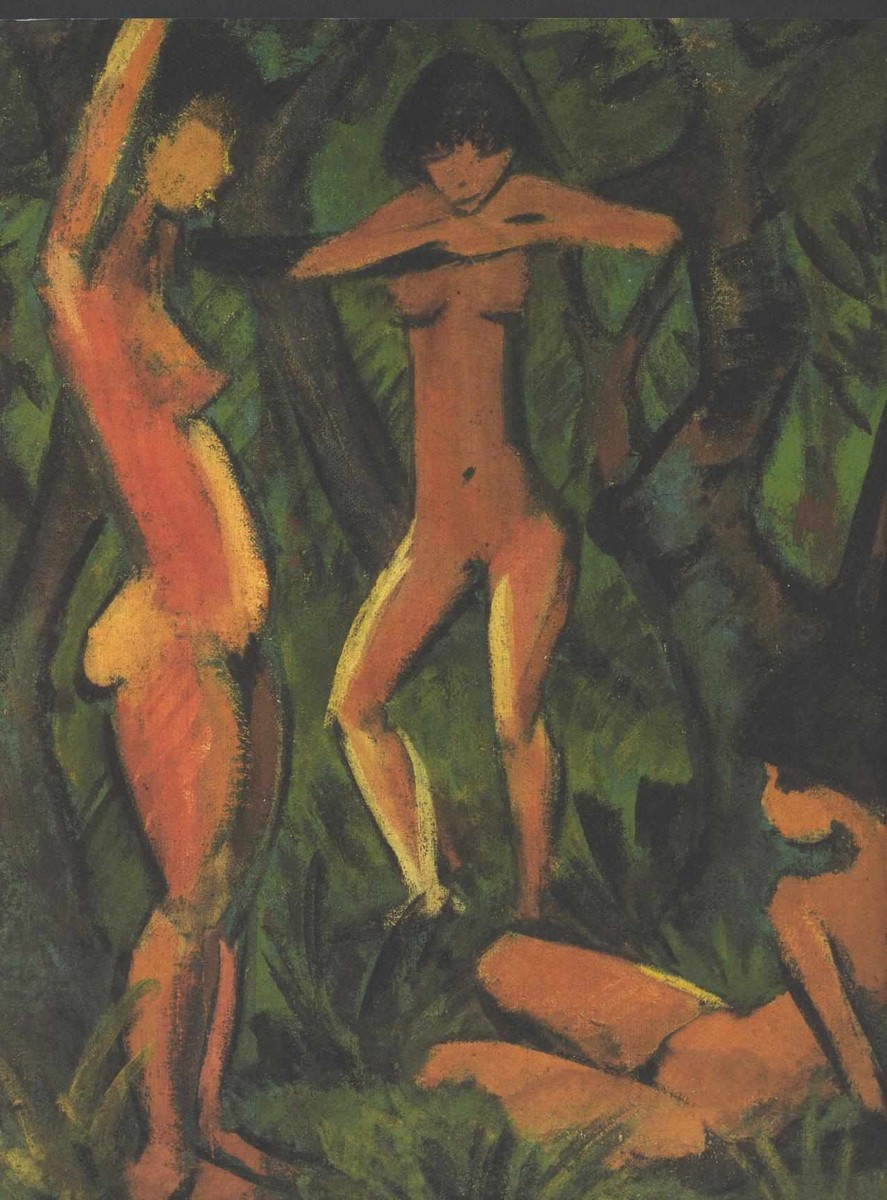 Tree Female Nudes in the Forest by Otto Mueller