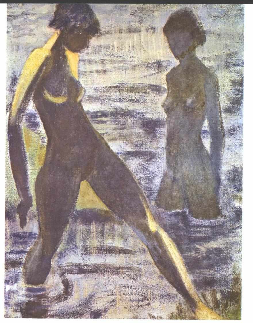 Two Great Bathing Nudes by Otto Mueller
