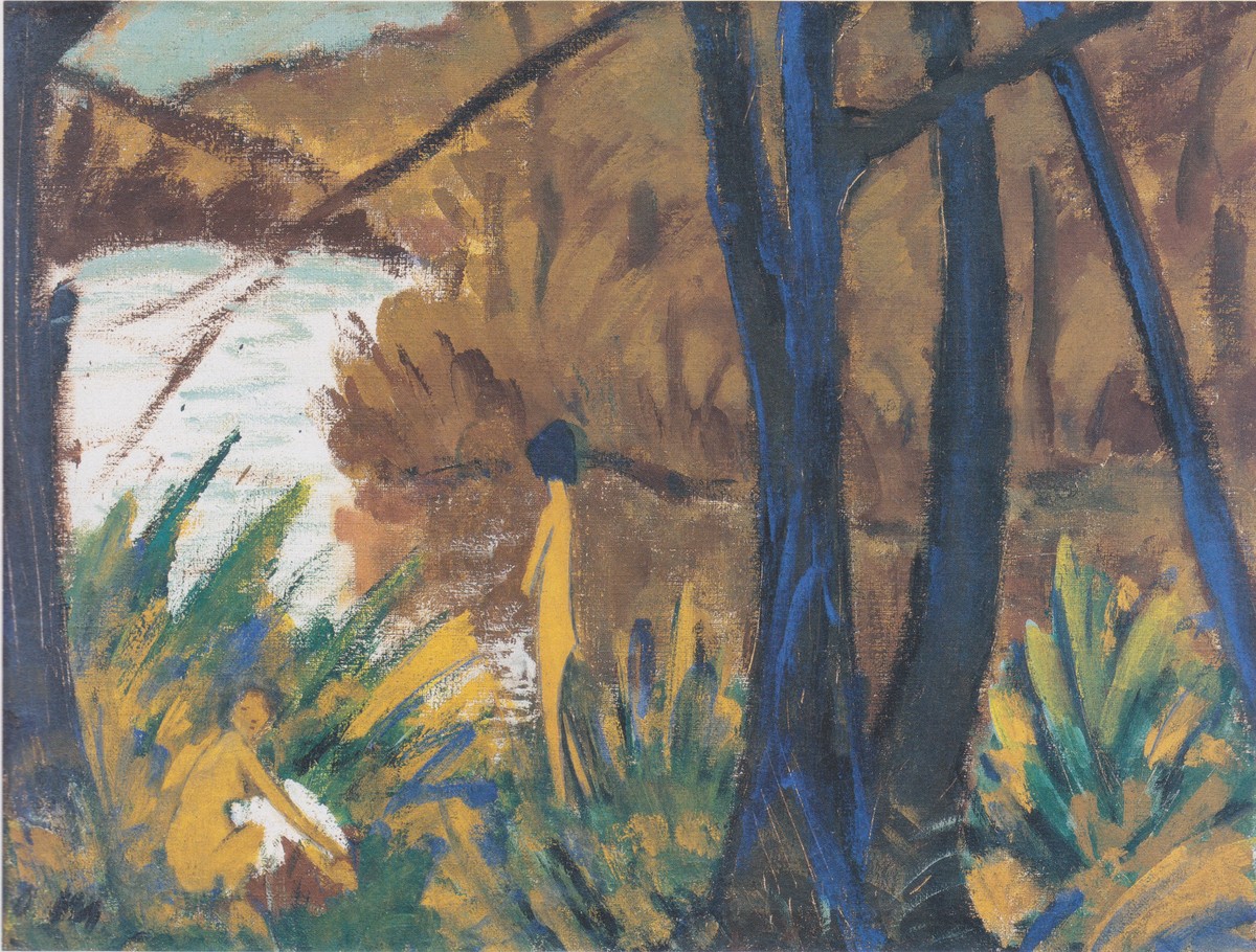 Waldsee Mit Zwei Akten by Otto Mueller