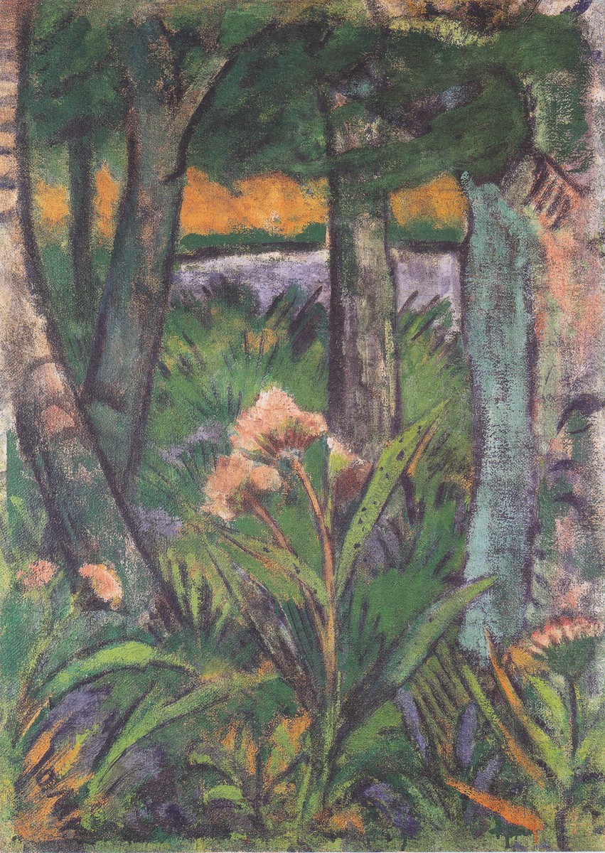 Waldstück Mit Blumen Und Teich by Otto Mueller