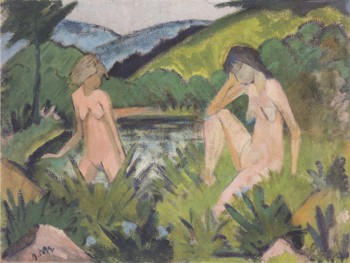 Zwei Akte Am See by Otto Mueller