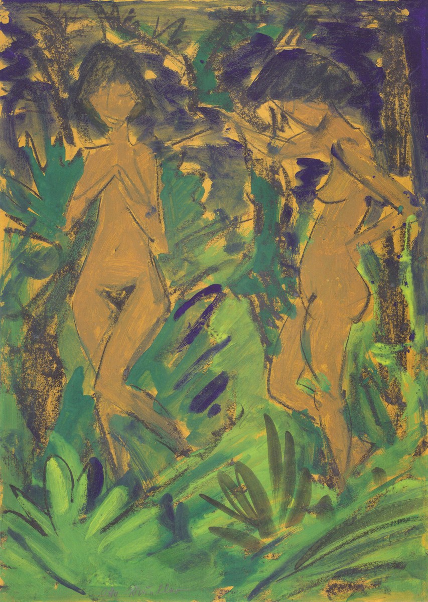 Zwei Akte Im Freien by Otto Mueller