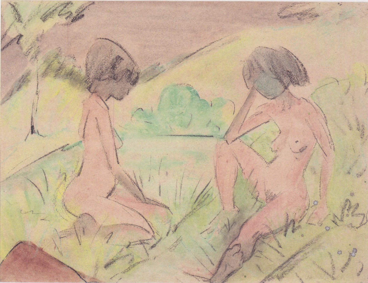 Zwei Akte in Den Dünen by Otto Mueller