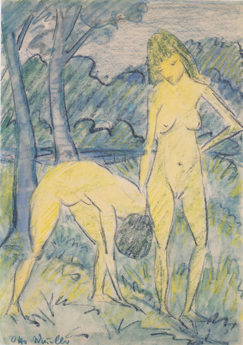 Zwei Mädchen Am Wasser by Otto Mueller