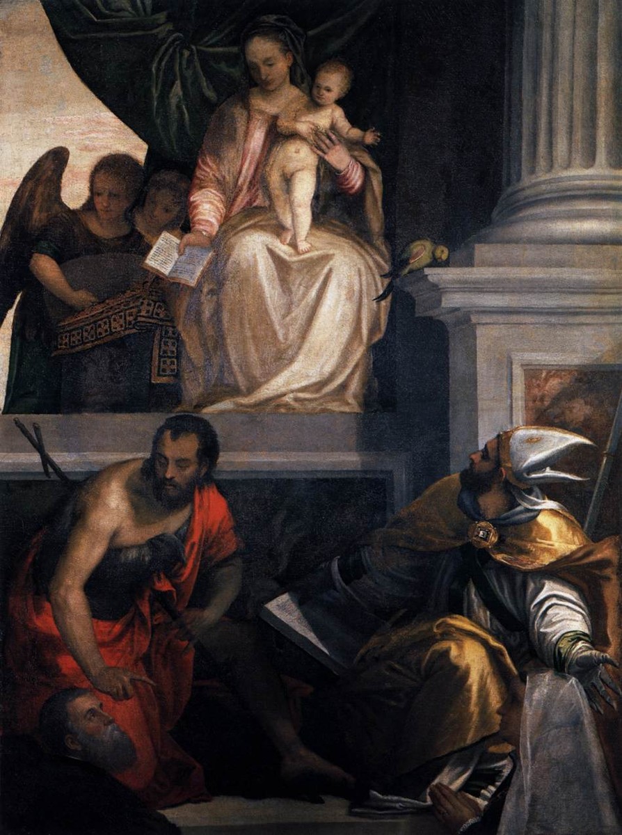 Madonna Enthroned with Child, St John the Baptist, St Louis of Toulouse and Donors by Paolo Veronese