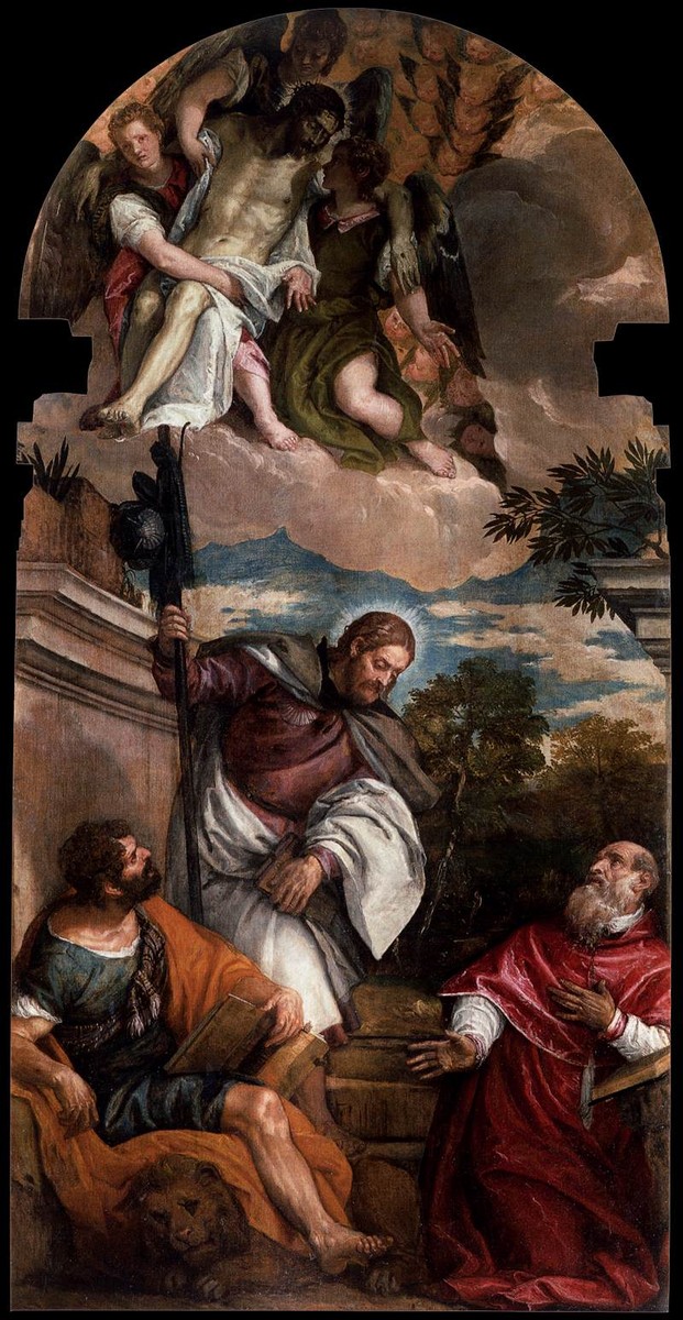 Sts Mark, James and Jerome with the Dead Christ Borne by Angels by Paolo Veronese