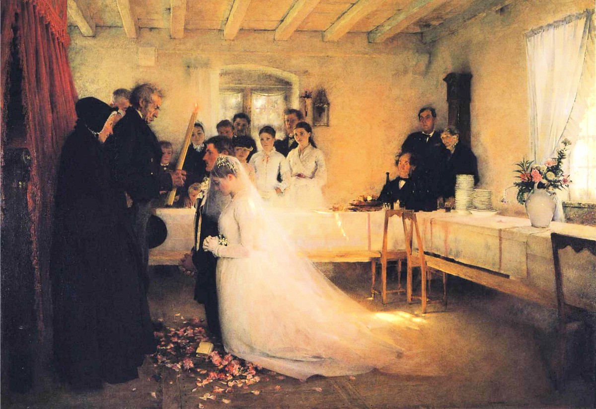 Blessing of the young couple before marriage by Pascal Dagnan-Bouveret