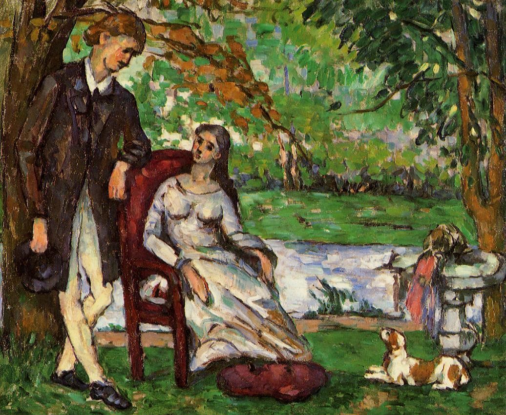 Couple in a Garden by Paul Cezanne