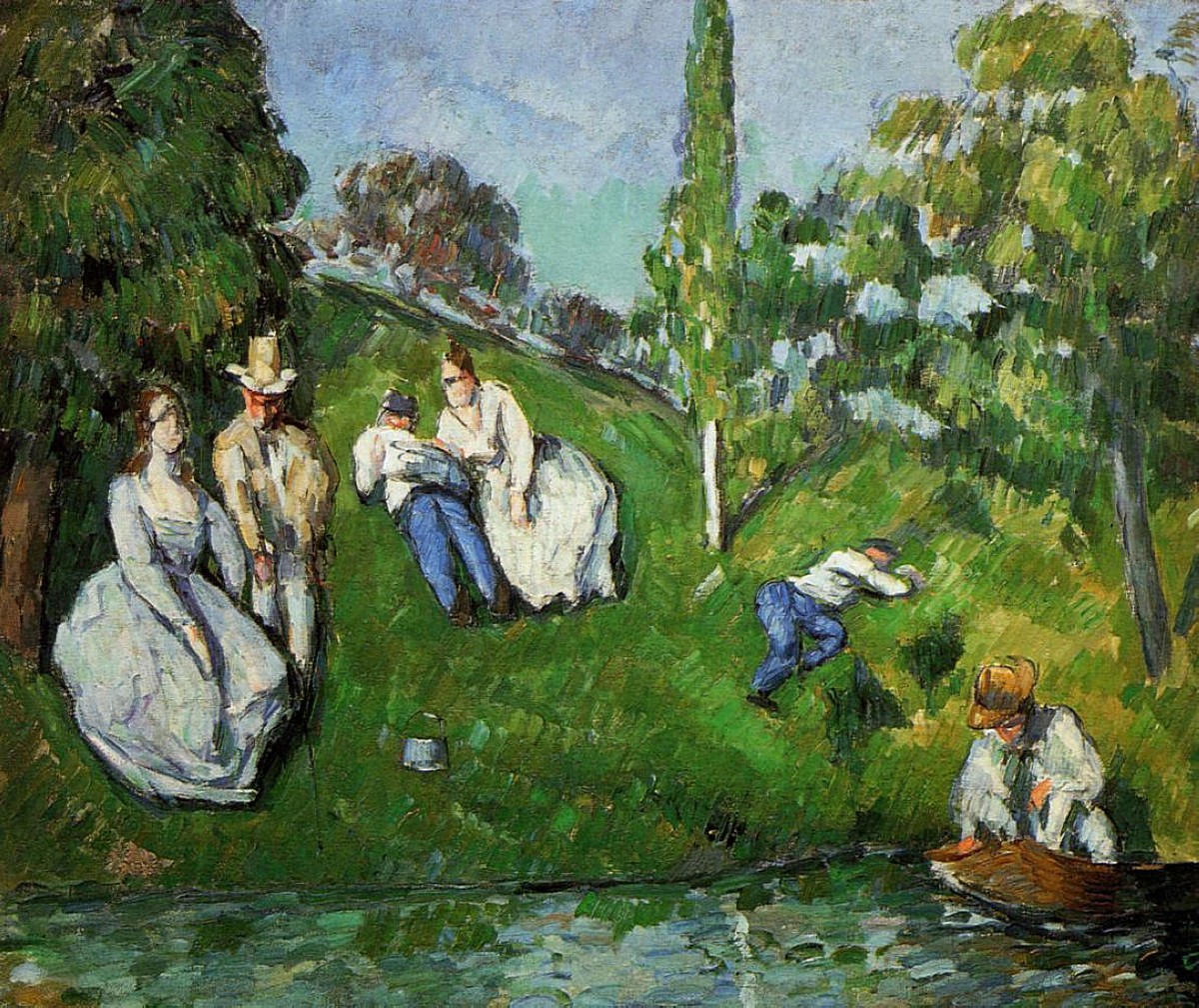 Couples Relaxing by a Pond by Paul Cezanne