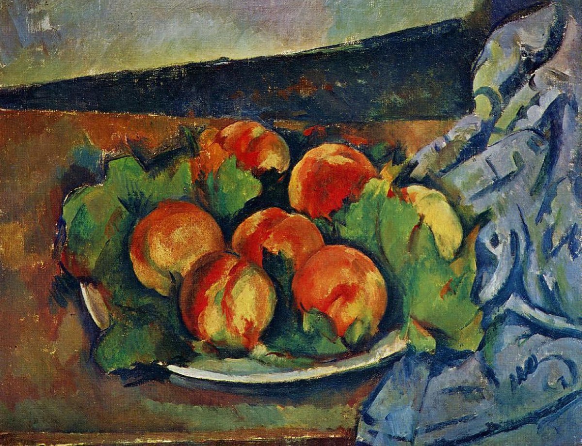 Dish of Peaches by Paul Cezanne