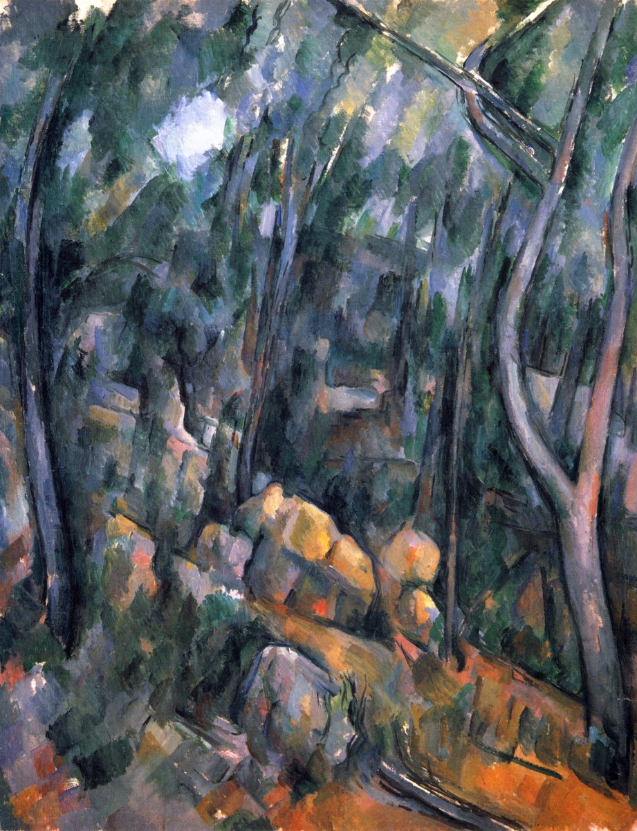 Forest near the rocky caves above the Chateau Noir by Paul Cezanne