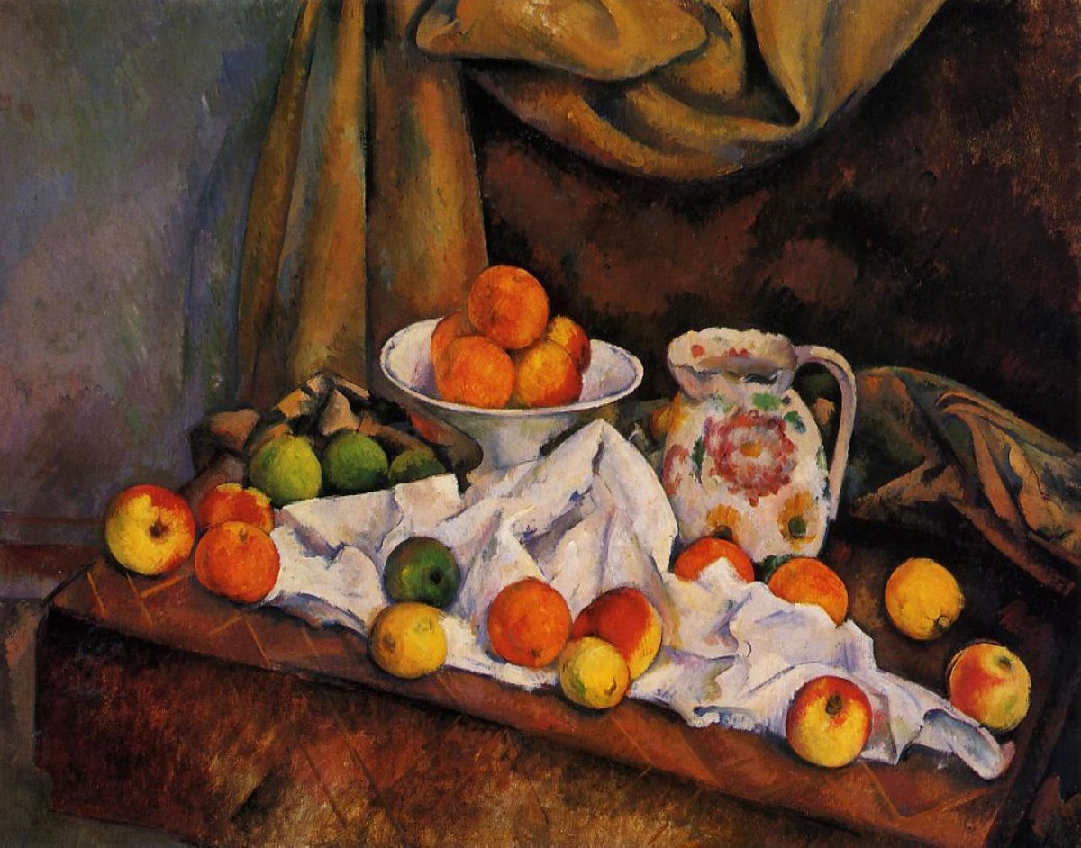 Fruit Bowl, Pitcher and Fruit by Paul Cezanne