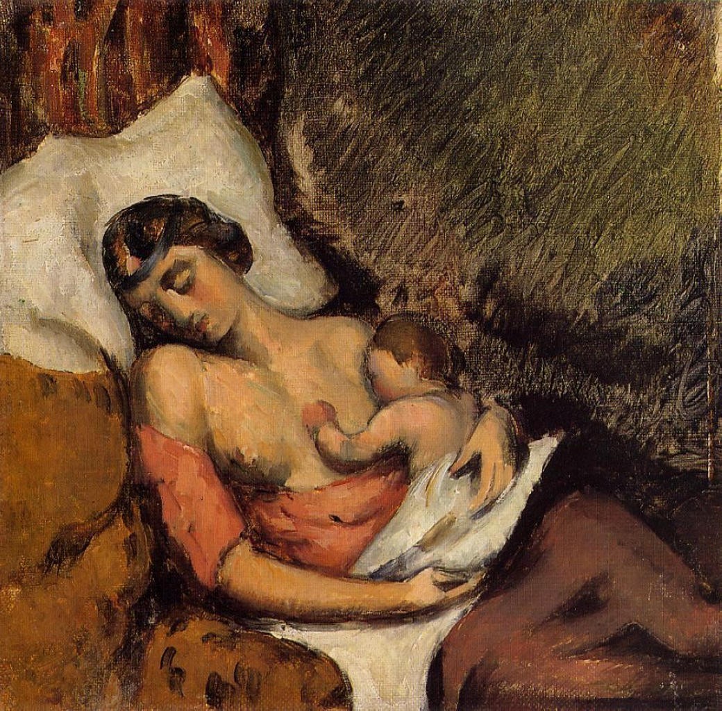 Hortense Breast Feeding Paul by Paul Cezanne