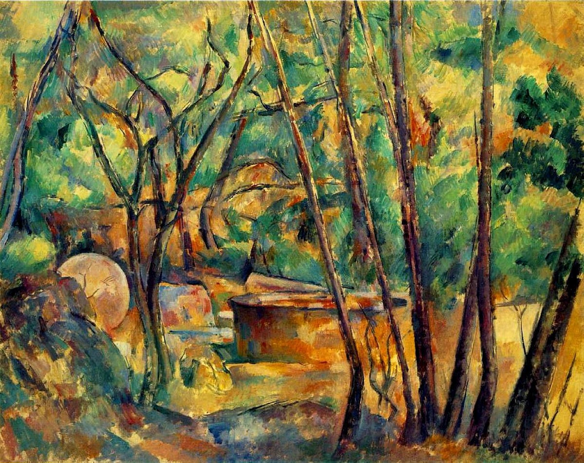 Millstone and Cistern Under Trees by Paul Cezanne