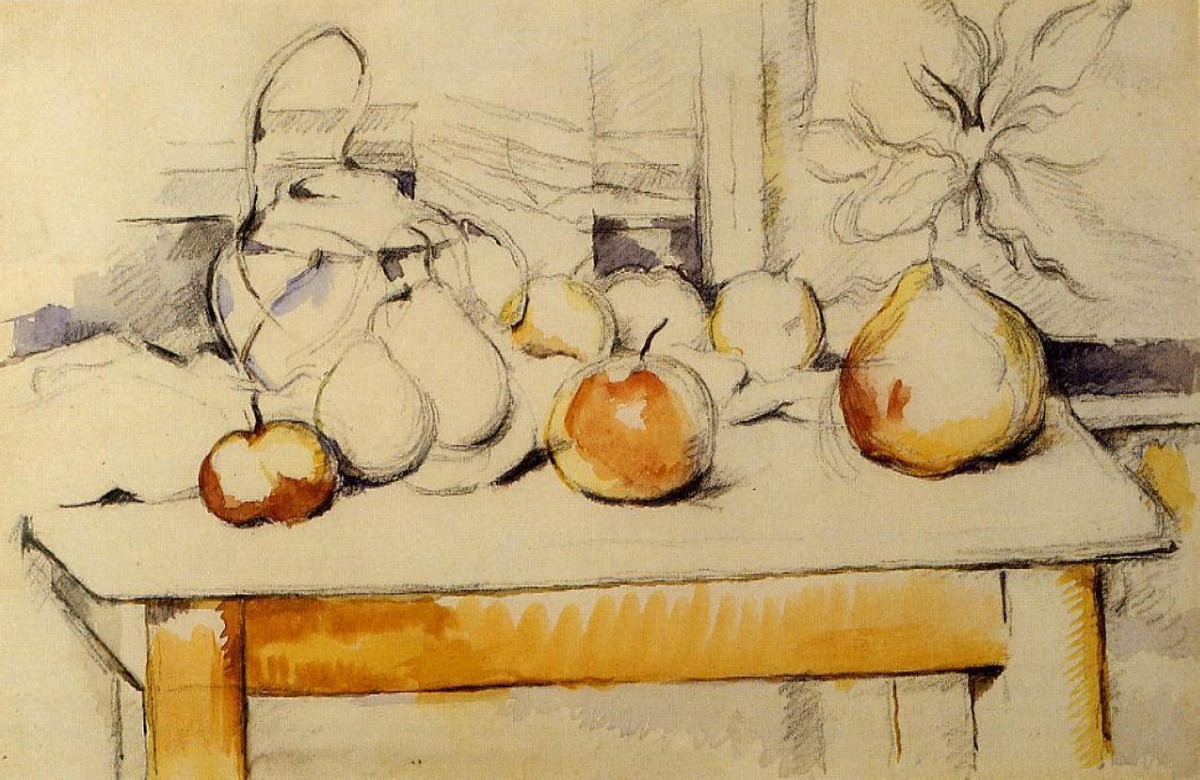 Pot of Ginger and Fruits on a Table by Paul Cezanne