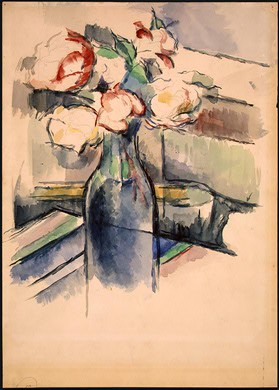 Roses in a Bottle by Paul Cezanne