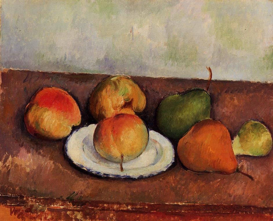 Still Life Plate and Fruit by Paul Cezanne