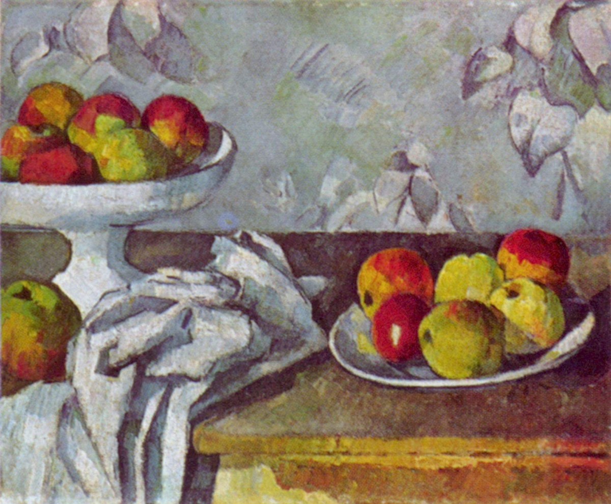 Still life with apples and fruit bowl by Paul Cezanne