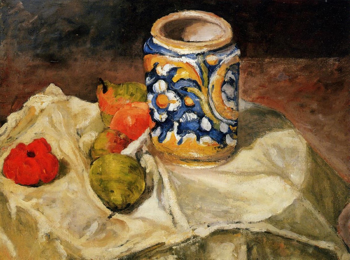 Still life with Italian earthenware jar by Paul Cezanne
