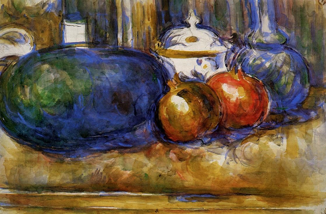 Still Life with Watermelon and Pemegranates by Paul Cezanne