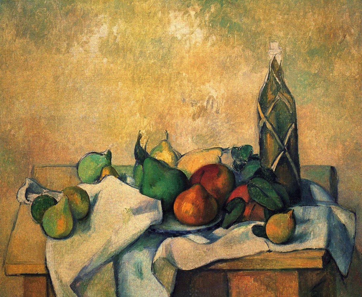 Still life, bottle of rum by Paul Cezanne