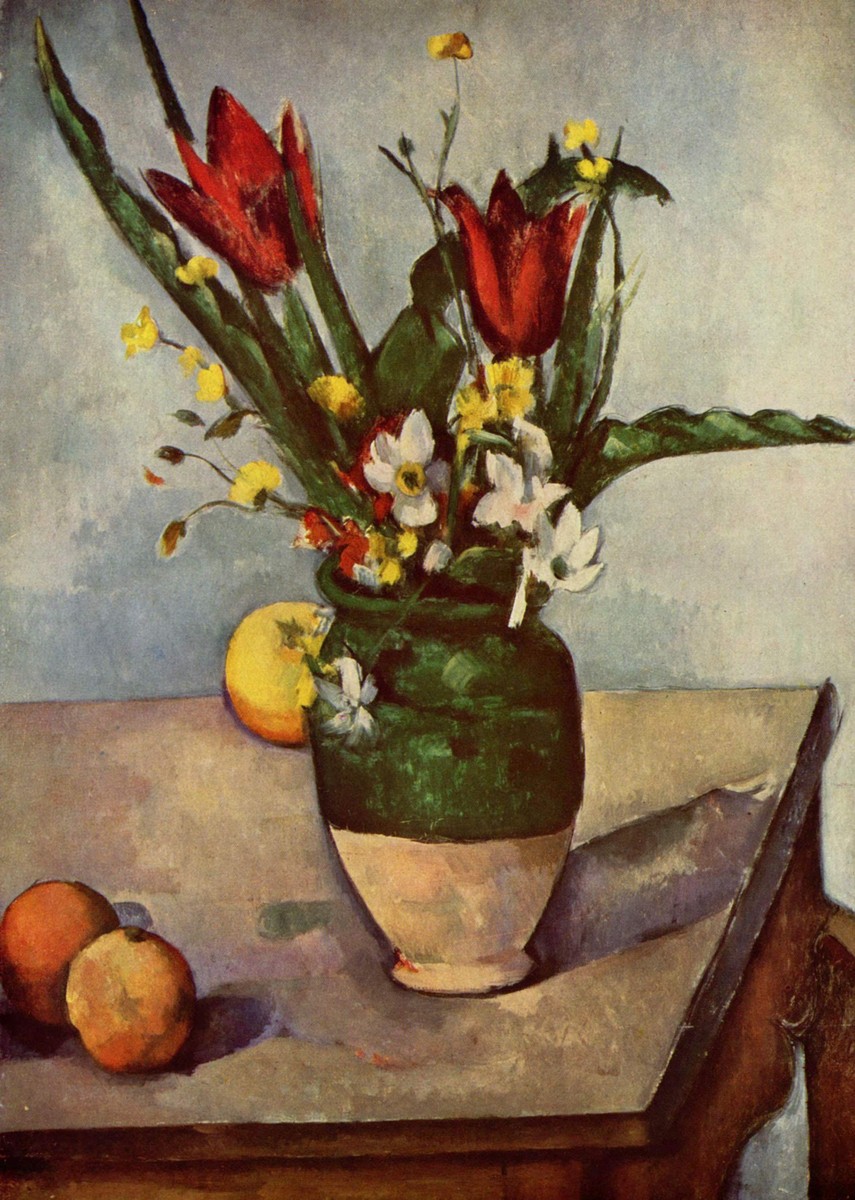 Still Life, Tulips and apples by Paul Cezanne
