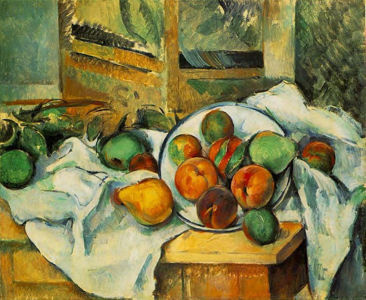 Table, Napkin and Fruit by Paul Cezanne