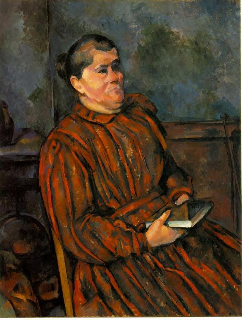 Woman in a Red Striped Dress by Paul Cezanne