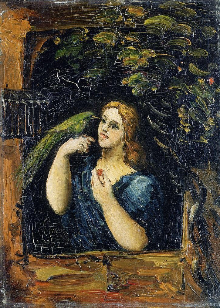 Woman with Parrot by Paul Cezanne