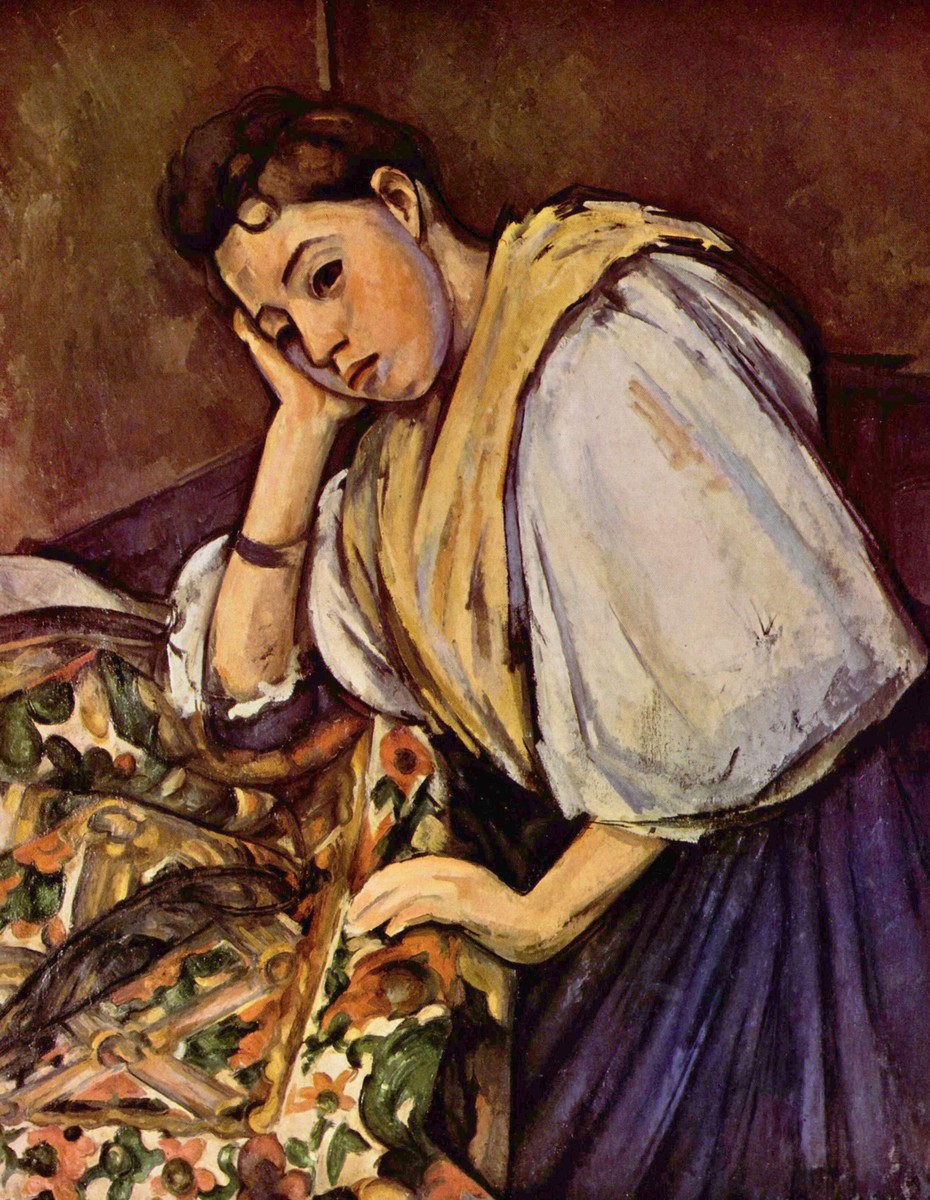 Young Italian Girl Resting on Her Elbow by Paul Cezanne
