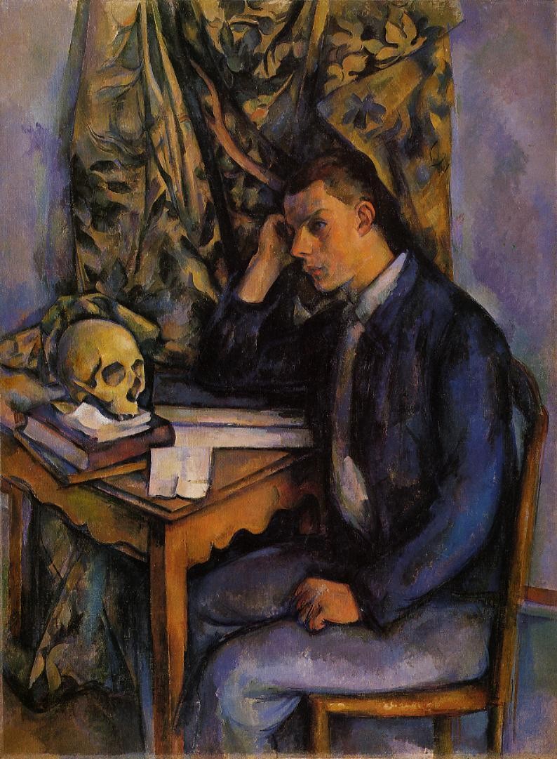 Young Man and Skull by Paul Cezanne
