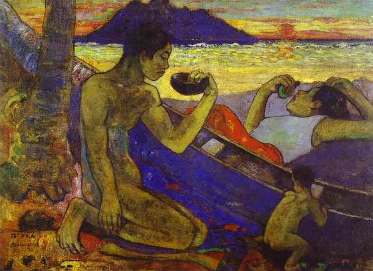 A Canoe (Tahitian Family), by Paul Gauguin