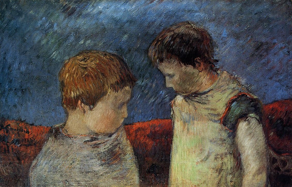 Aline Gauguin and one of her brothers by Paul Gauguin