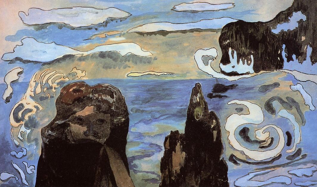 At the black rocks by Paul Gauguin