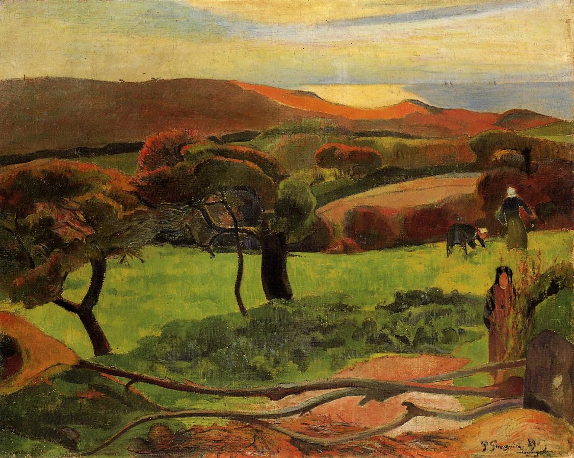 Breton Landscape - Fields by the Sea (Le Pouldu) by Paul Gauguin