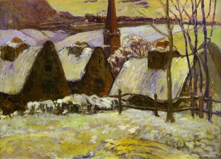 Breton village under snow by Paul Gauguin