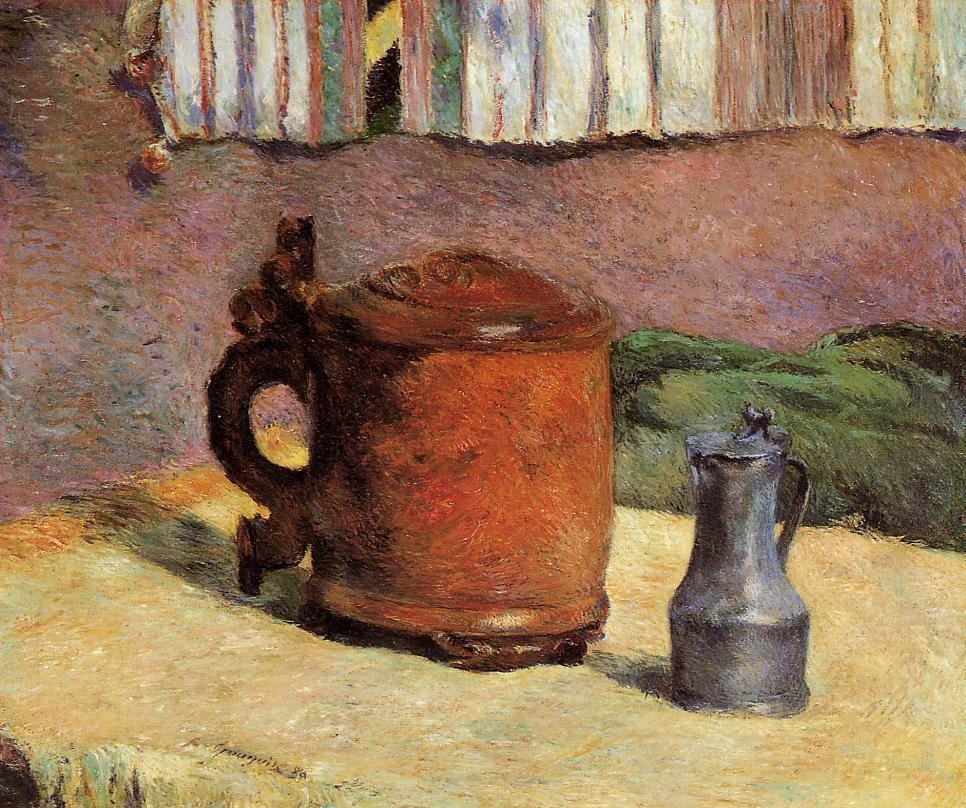 Clay jug and irin mug by Paul Gauguin