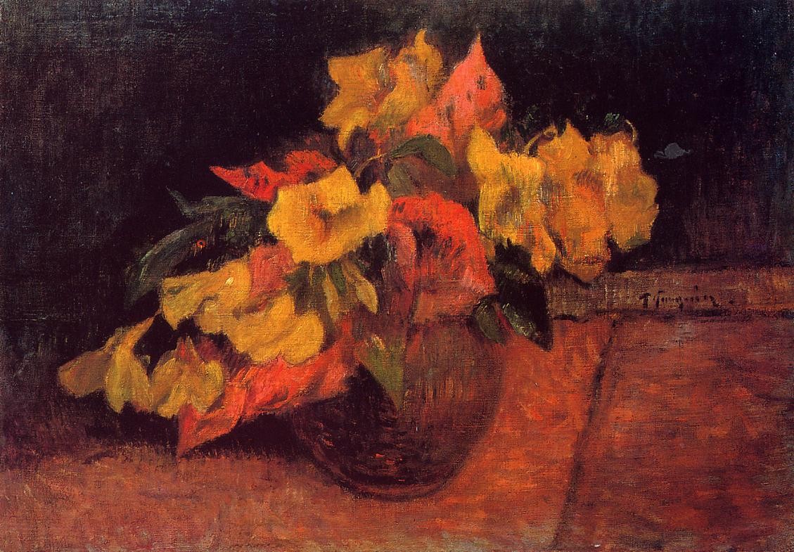 Evening primroses in the vase by Paul Gauguin
