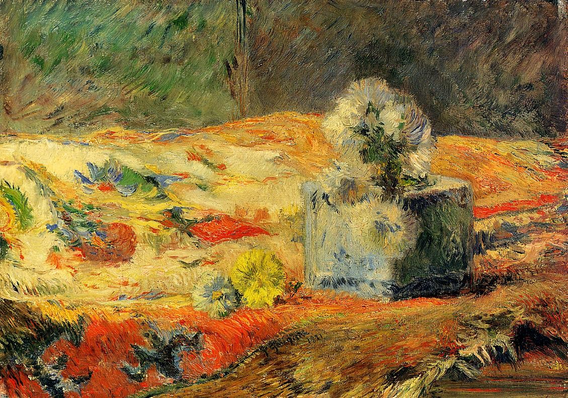 Flowers and carpet by Paul Gauguin
